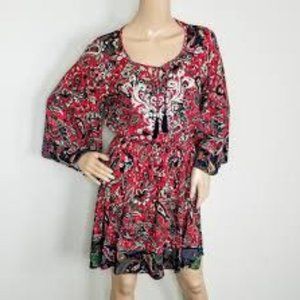 Flying Tomato Red Paisley Boho Dress - size Large